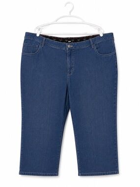 Lee Riders Blue Denim Capri with Decorative Waistband